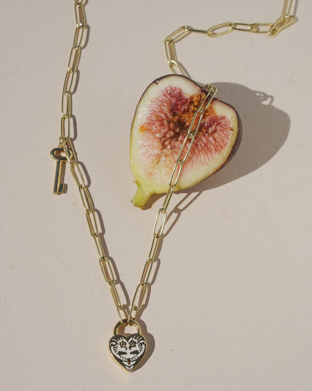 Enameled Heart Gembok Necklace - satomistudio